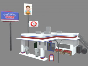 Gas Station Oil Station Exterior 3Dモデル