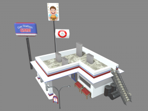 Gas Station Oil Station Exterior 3D Model