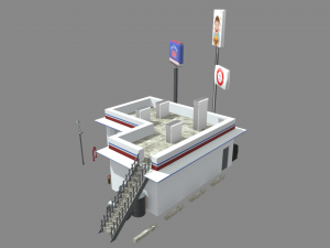 Gas Station Oil Station Exterior 3D Model