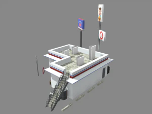 Gas Station Oil Station Exterior 3D Model