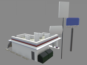 Gas Station Oil Station Exterior 3D Model