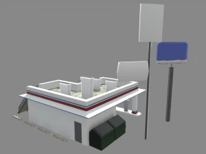 Gas Station Oil Station Exterior 3D Model