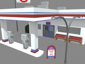 Gas Station Oil Station Exterior 3D Model