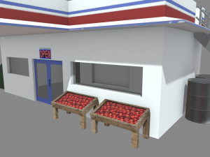 Gas Station Oil Station Exterior 3D Model
