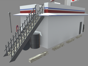 Gas Station Oil Station Exterior 3D Model