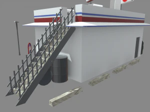 Gas Station Oil Station Exterior 3D Model