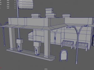Gas Station Oil Station Exterior 3D Model