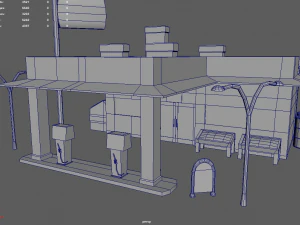 Gas Station Oil Station Exterior 3D Model