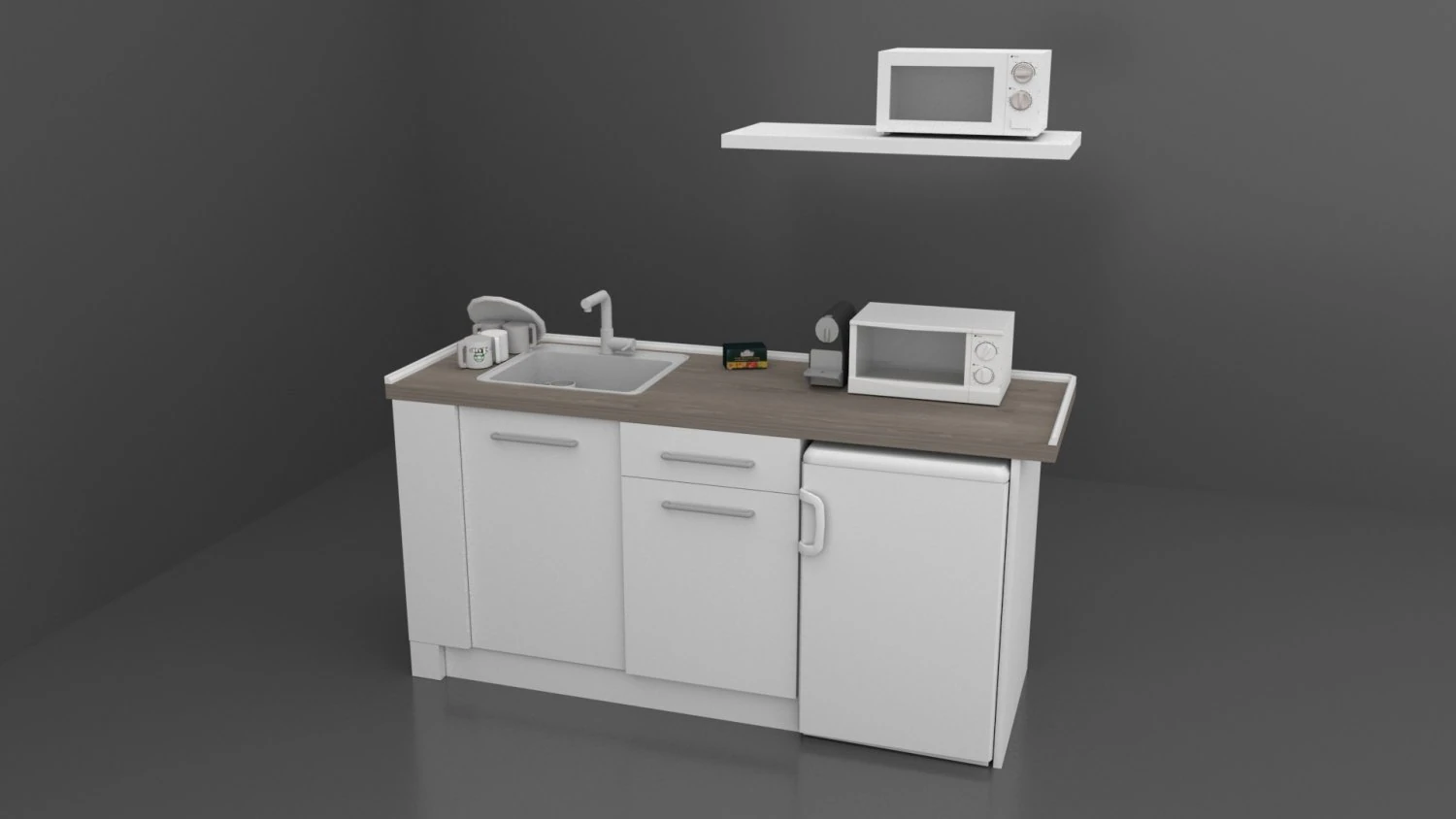 Simple Kitchen 3D Model .c4d .max .obj .3ds .fbx .stl .blend 