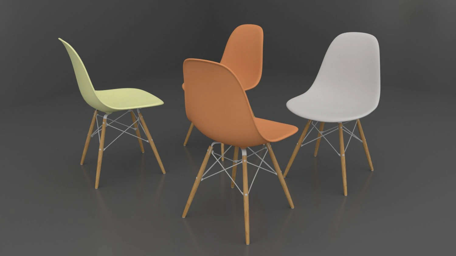 Simple Colour Chairs Office 3D Model .c4d .max .obj .3ds .fbx .stl .blend