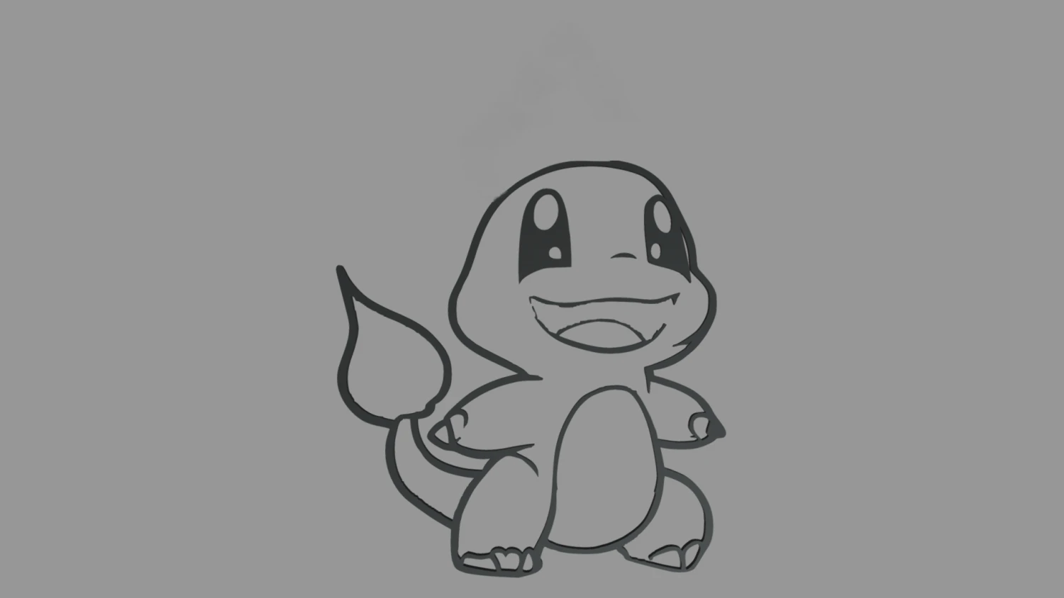 Charmander Wall Silhouette 02 3D Print Model .c4d .max .obj .3ds .fbx .stl .blend 
