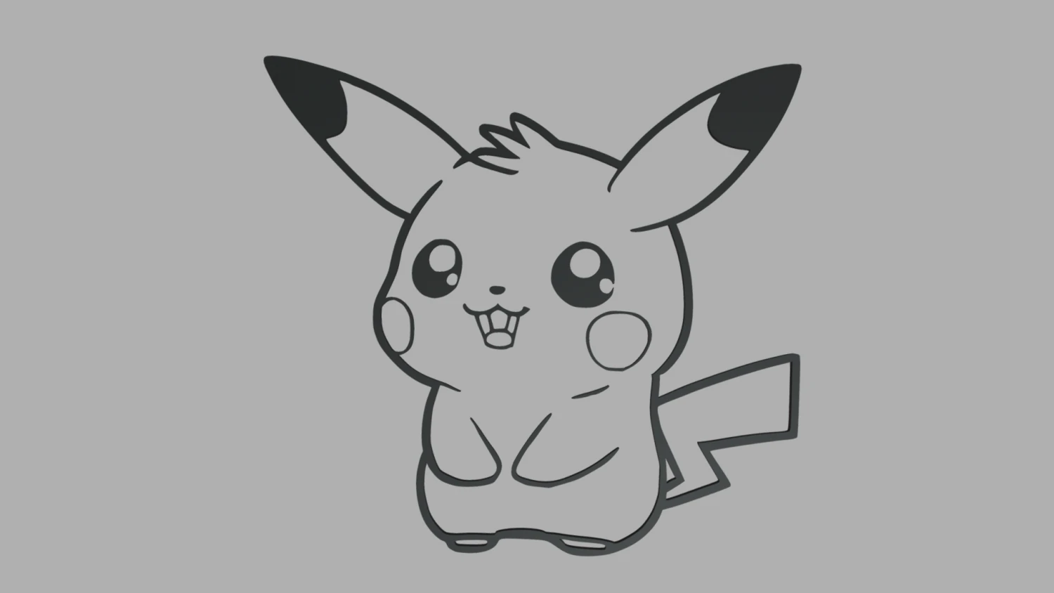 Pikachu Wall Silhouette 01 3D Print Model .c4d .max .obj .3ds .fbx .stl .blend