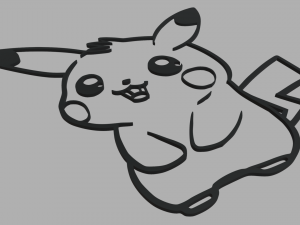 Pikachu Wall Silhouette 01 3D Baskı Modeli