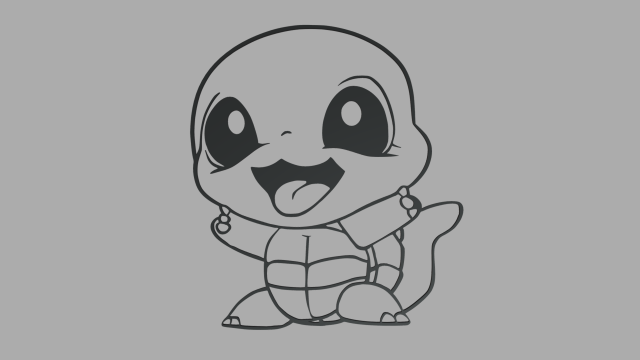 Squirtle Wall Silhouette 01 3D Print Model .c4d .max .obj .3ds .fbx .stl .blend 