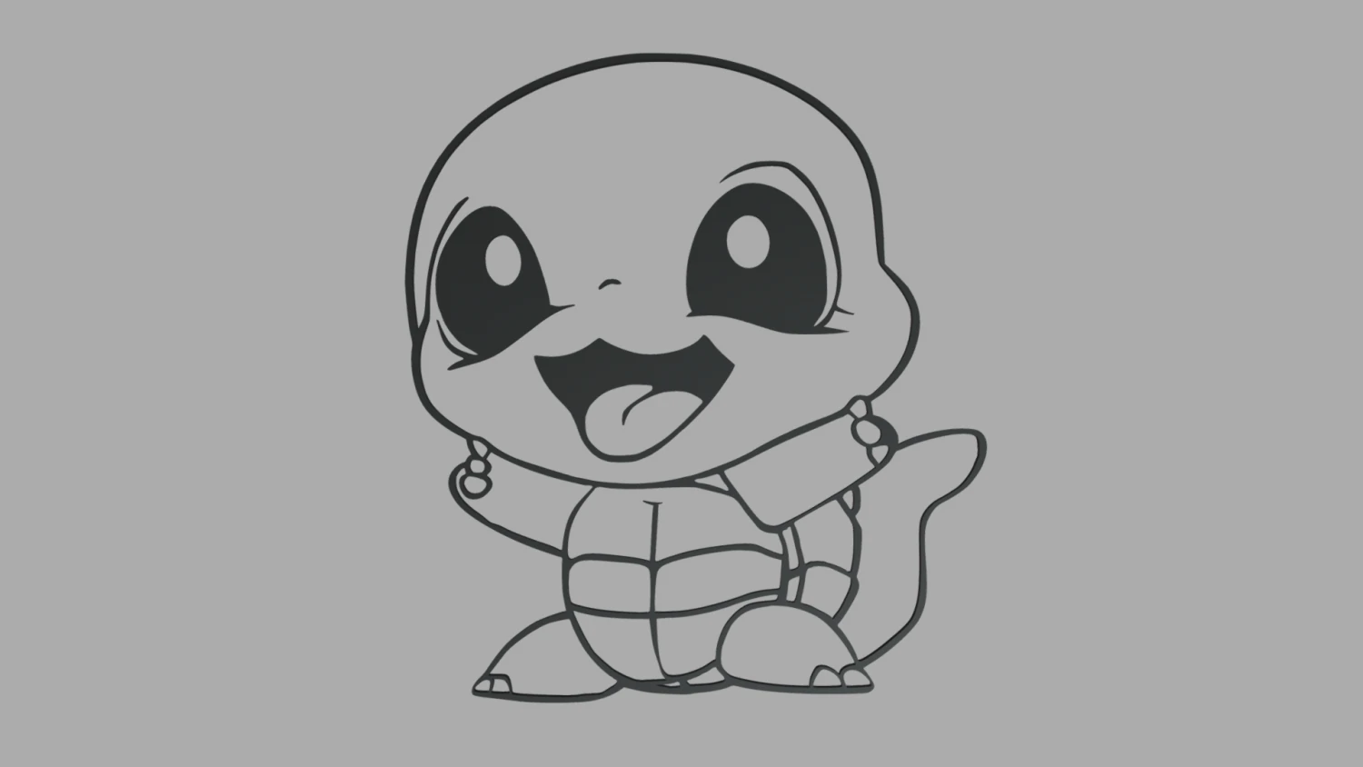 Squirtle Wall Silhouette 01 3D Print Model .c4d .max .obj .3ds .fbx .stl .blend