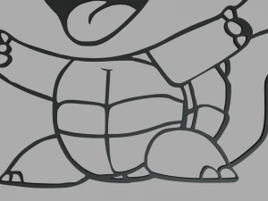 Squirtle Wall Silhouette 01 3D Print Model