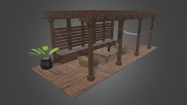 Terrace Wood Structure 3D 모델 .c4d .max .obj .3ds .fbx .stl .blend 