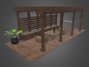 Terrace Wood Structure 3D Model