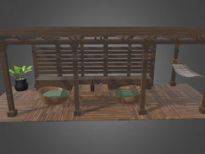 Terrace Wood Structure 3D Model