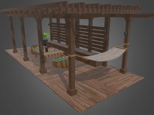 Terrace Wood Structure 3D Model