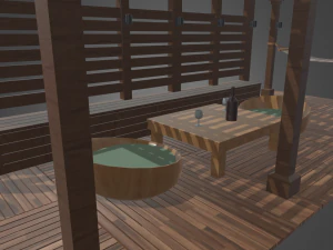 Terrace Wood Structure 3D Model