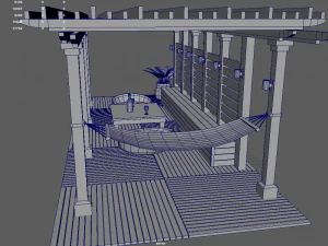 Terrace Wood Structure 3D Model