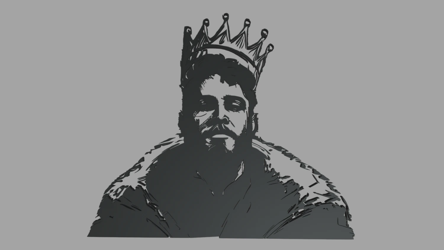The King 01 Wall Silhouette 3D Print Model .c4d .max .obj .3ds .fbx .stl .blend