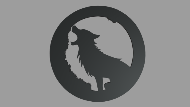 Wolf Moon Wall Silhouette 01 3D Print Model .c4d .max .obj .3ds .fbx .stl .blend 