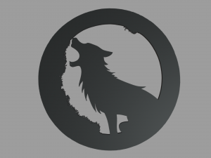 Wolf Moon Wall Silhouette 01 3D Print Model