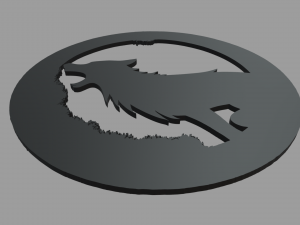 Wolf Moon Wall Silhouette 01 3D Print Model