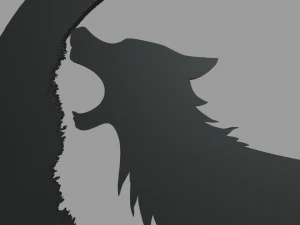 Wolf Moon Wall Silhouette 01 3D Print Model