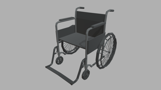 Low Poly Wheelchair 01 3D 모델 .c4d .max .obj .3ds .fbx .stl .blend 