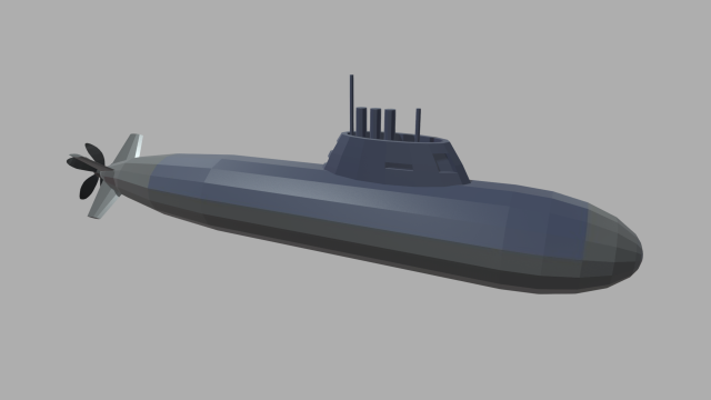 Low Poly Submarine 01 3D 模型 .c4d .max .obj .3ds .fbx .stl .blend 