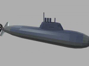 Low Poly Submarine 01 3D Model