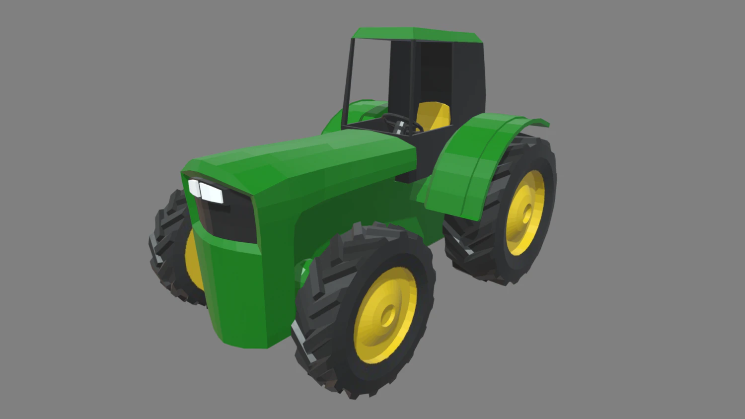 Low Poly Tractor 01 3D Model .c4d .max .obj .3ds .fbx .stl .blend 