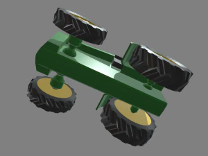 Low Poly Tractor 01 3D Model