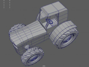 Low Poly Tractor 01 3D Model