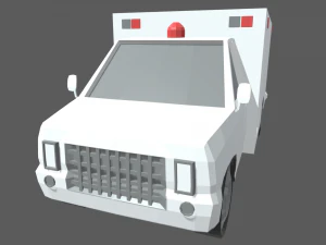 Low Poly Ambulance 01 3D Model