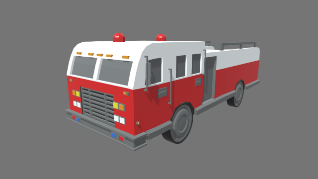 Low Poly Fire Truck 01 3D Model .c4d .max .obj .3ds .fbx .stl .blend 