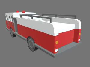 Low Poly Fire Truck 01 3D Model
