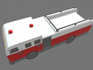 Low Poly Fire Truck 01 3D Model
