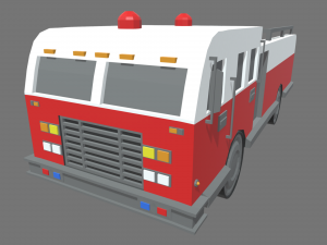 Low Poly Fire Truck 01 3D Model