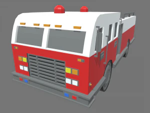 Low Poly Fire Truck 01 3D Model