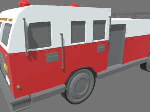 Low Poly Fire Truck 01 3D Model