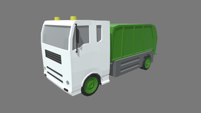 Low Poly Garbage Truck 01 3D Model .c4d .max .obj .3ds .fbx .stl .blend 