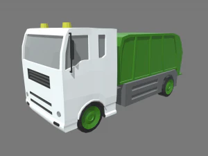 Caminhão de lixo baixo poli 01 Modelo 3D