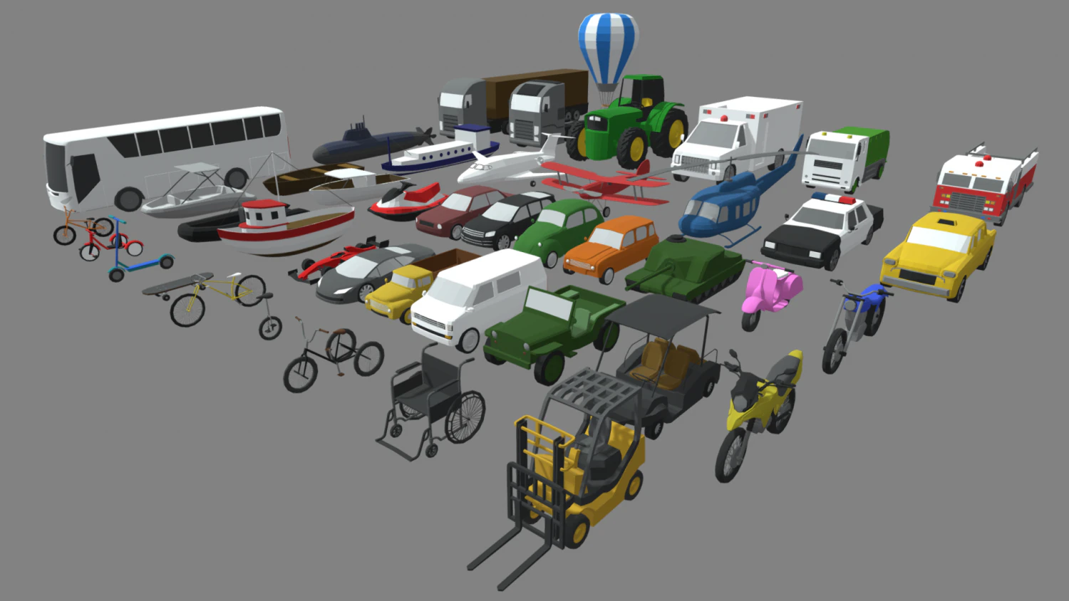 Low Poly Vehicle Pack 01 3D Model .c4d .max .obj .3ds .fbx .stl .blend