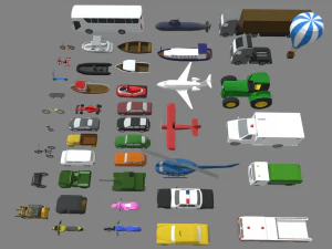 Low Poly Vehicle Pack 01 3D Model