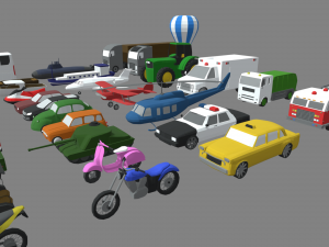 Low Poly Vehicle Pack 01 Model 3D