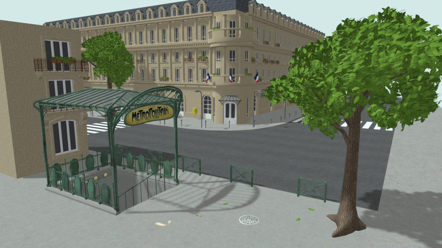 Paris Town Metro Station 01 Textured 3D Model .c4d .max .obj .3ds .fbx .stl .blend